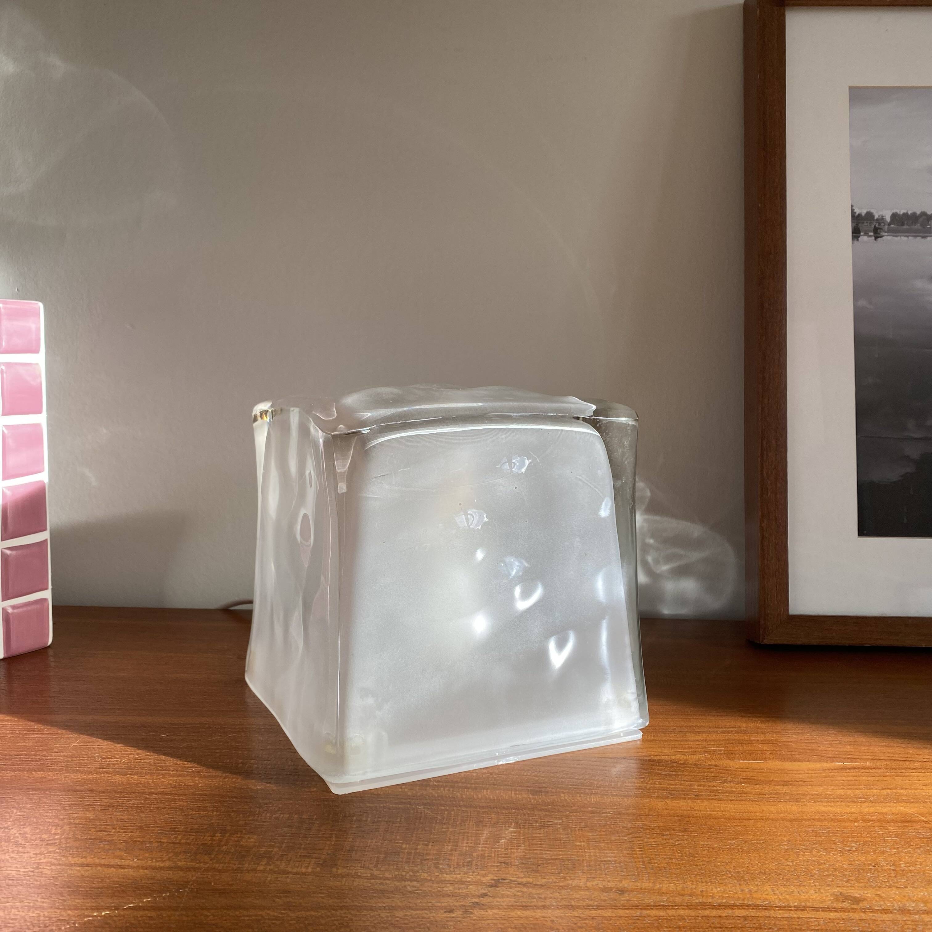 Ikea Iviken Sweden 1990s ice cube glass table lamp bedside lamp ice cube LAMP-7299