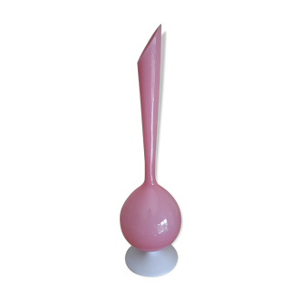 Pink opaline vase white base