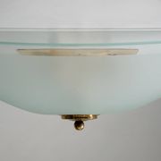 Lampe de plafond en verre satiné et laiton, années 1970