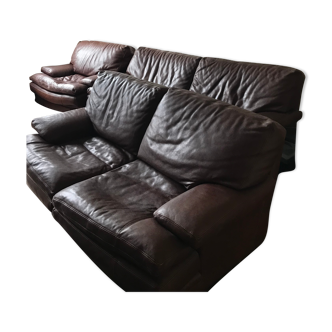 Roche Bobois full-flower brown leather salon