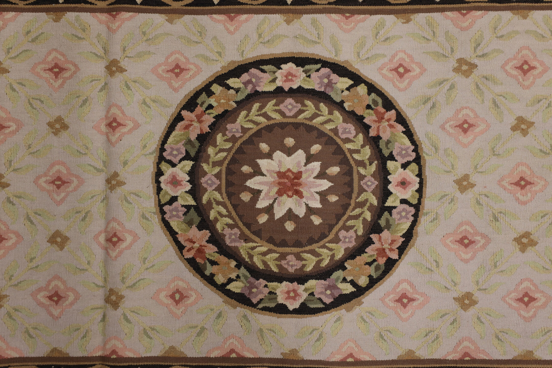 Handmade Wool Needlepoint Rug Traditional Floral Runner Rug- 76x183cm