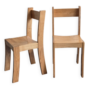 Pair of vintage 1970s elm chairs