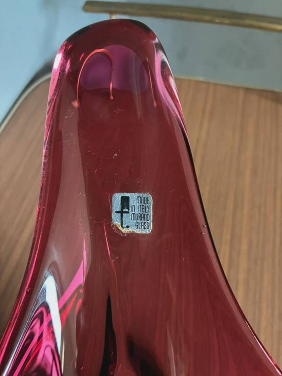 Murano art glass centrepiece bowl, ruby red, Italy, 1970s