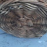 flat basket cut center table in woven metal