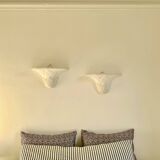 Pair of plaster wall sconces, palmette decoration, 20th century