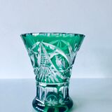 Vase Art Déco en cristal taillé vert