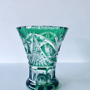 Vase Art Déco en cristal taillé vert