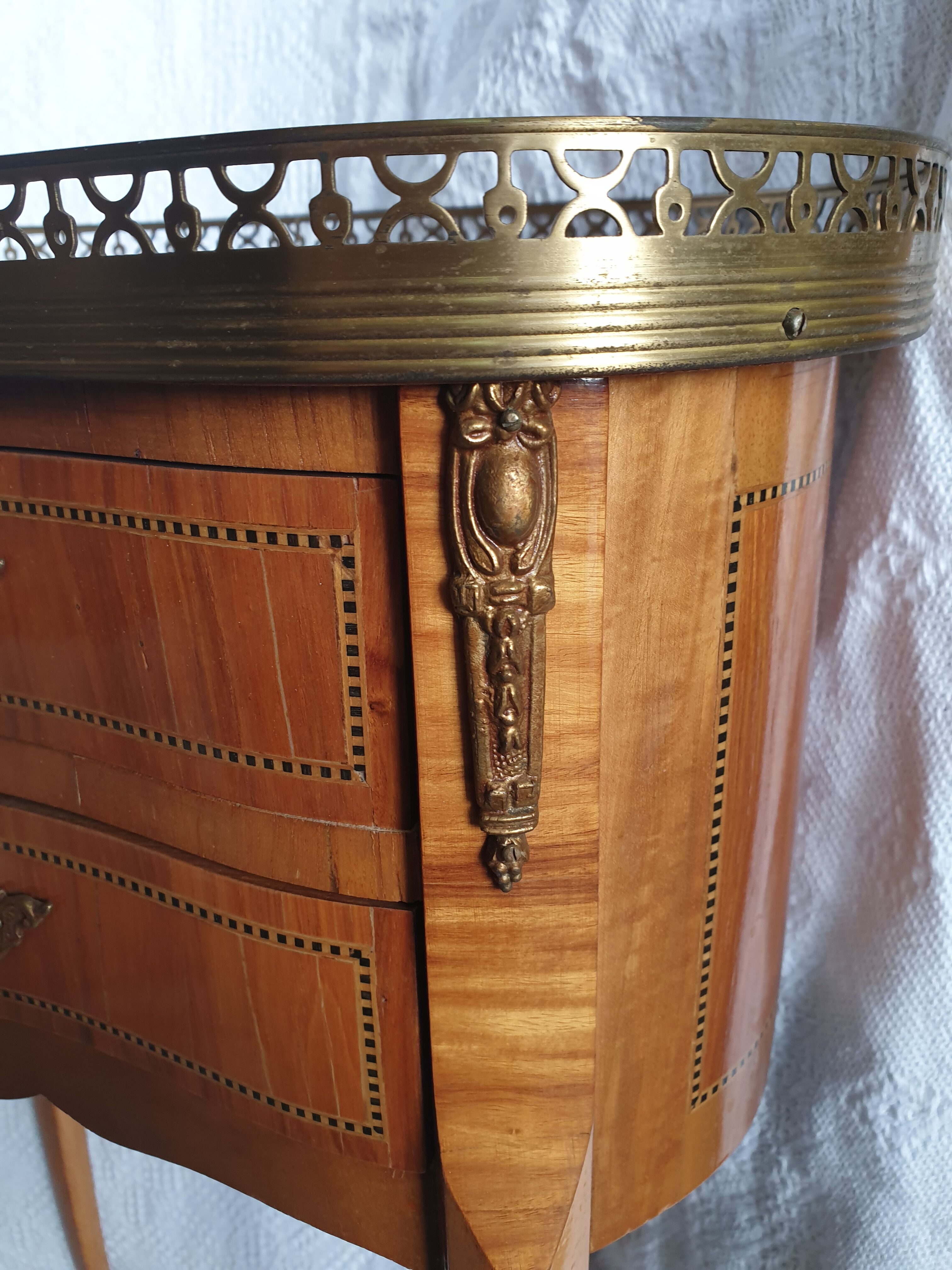 Pair of bedside tables "bean" style louis XV marked
