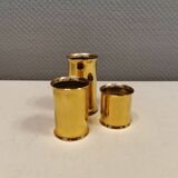 3 beautiful candle holders in 24 carat gold plating.  From Danish Altecco.
