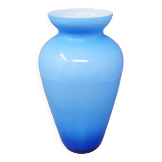 1960s Astonishing Blue Jackated Vase in Murano Glass. Made in Italy