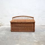 Vintage rattan bench trunk