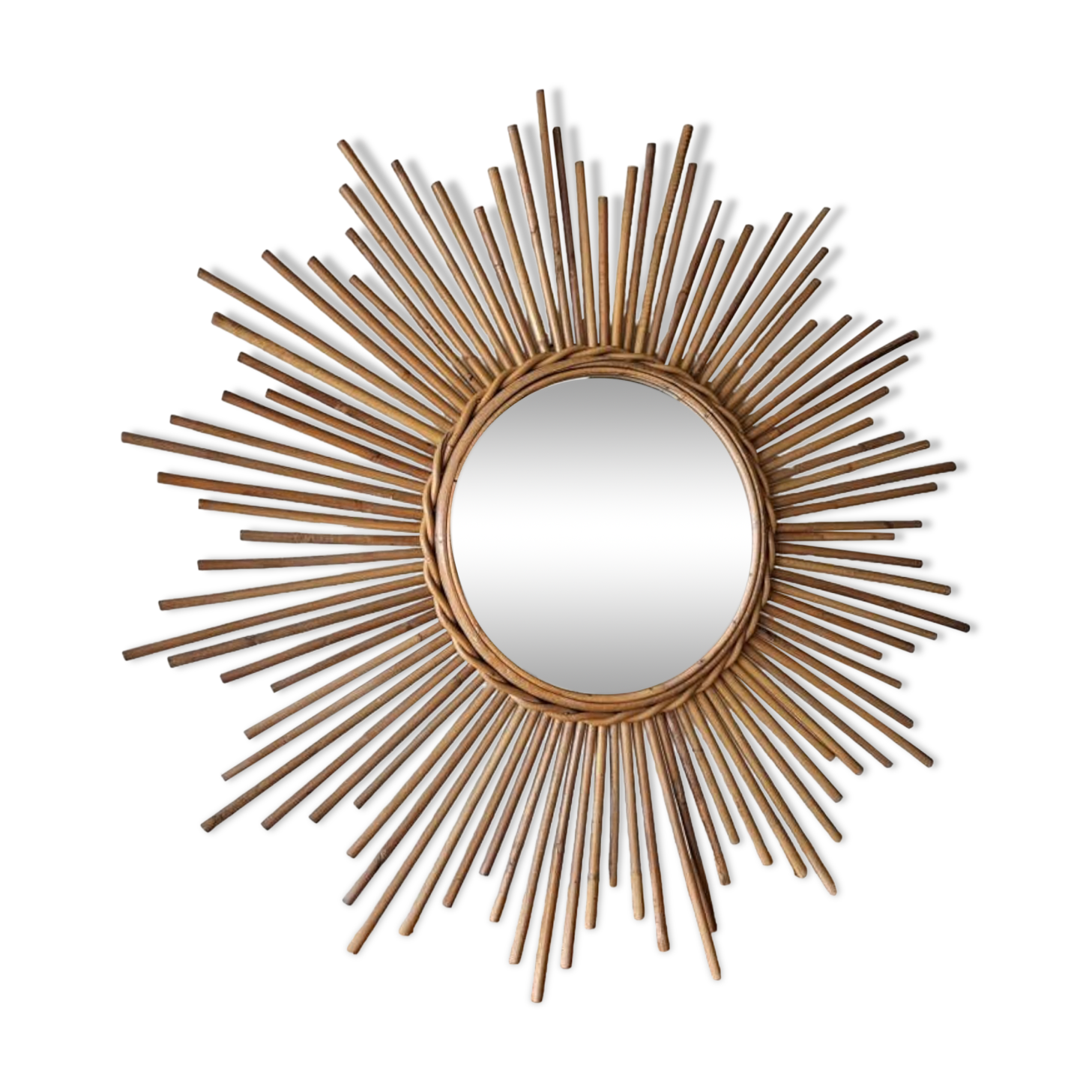 Vintage sun mirror - Rattan mirror