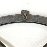 Old arched anthracite grey window