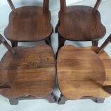 4 brutalist oak chairs