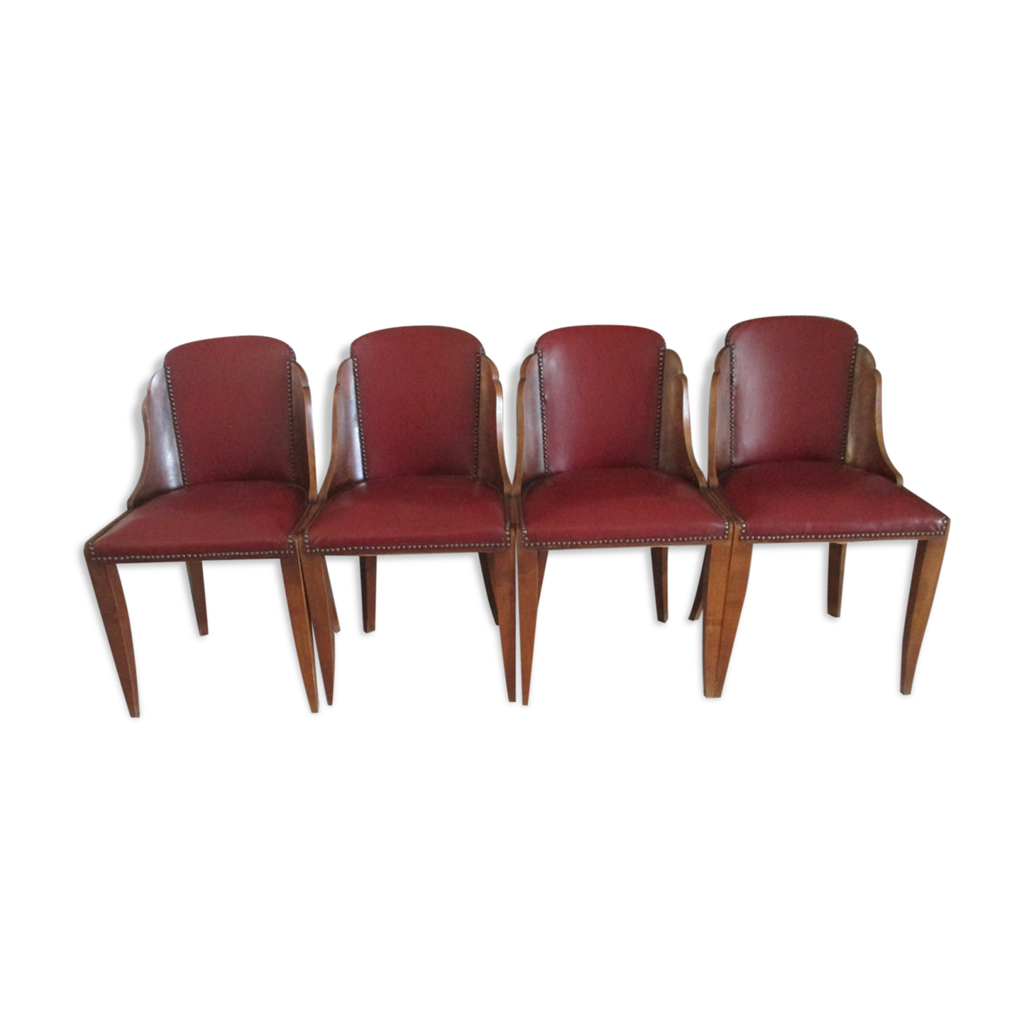 Suite 4 chaises gondole art déco 1950