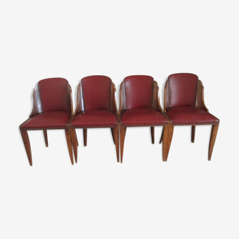 Suite 4 chaises gondole art déco 1950