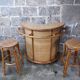 Bar en rotin vintage & ses tabourets