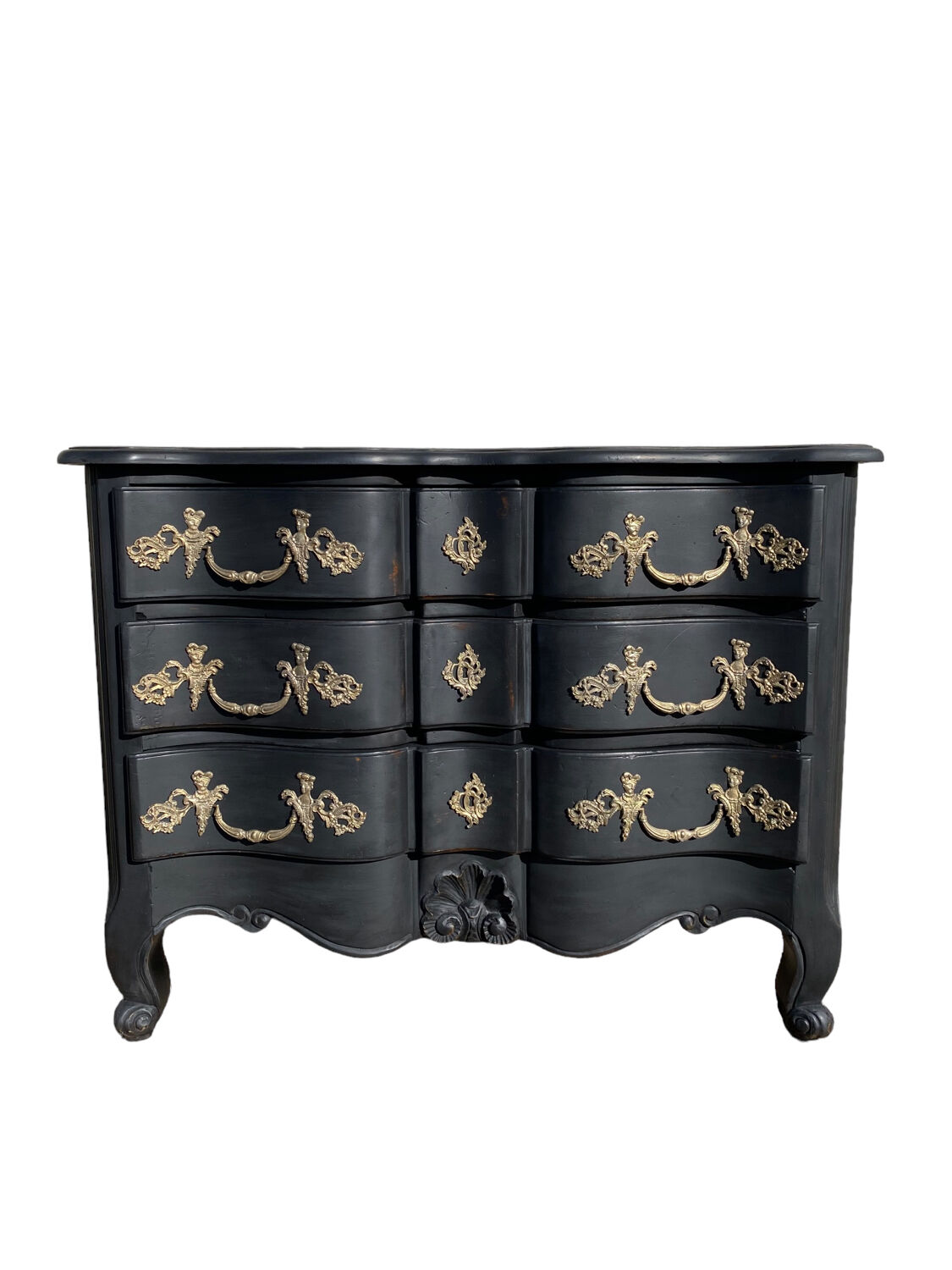Black and brass chest of drawers