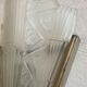 Pair of art deco metal and satin pressed glass sconces