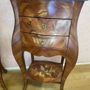 Pair of bedside tables in rosewood veneer on all sides. Louis XV style
