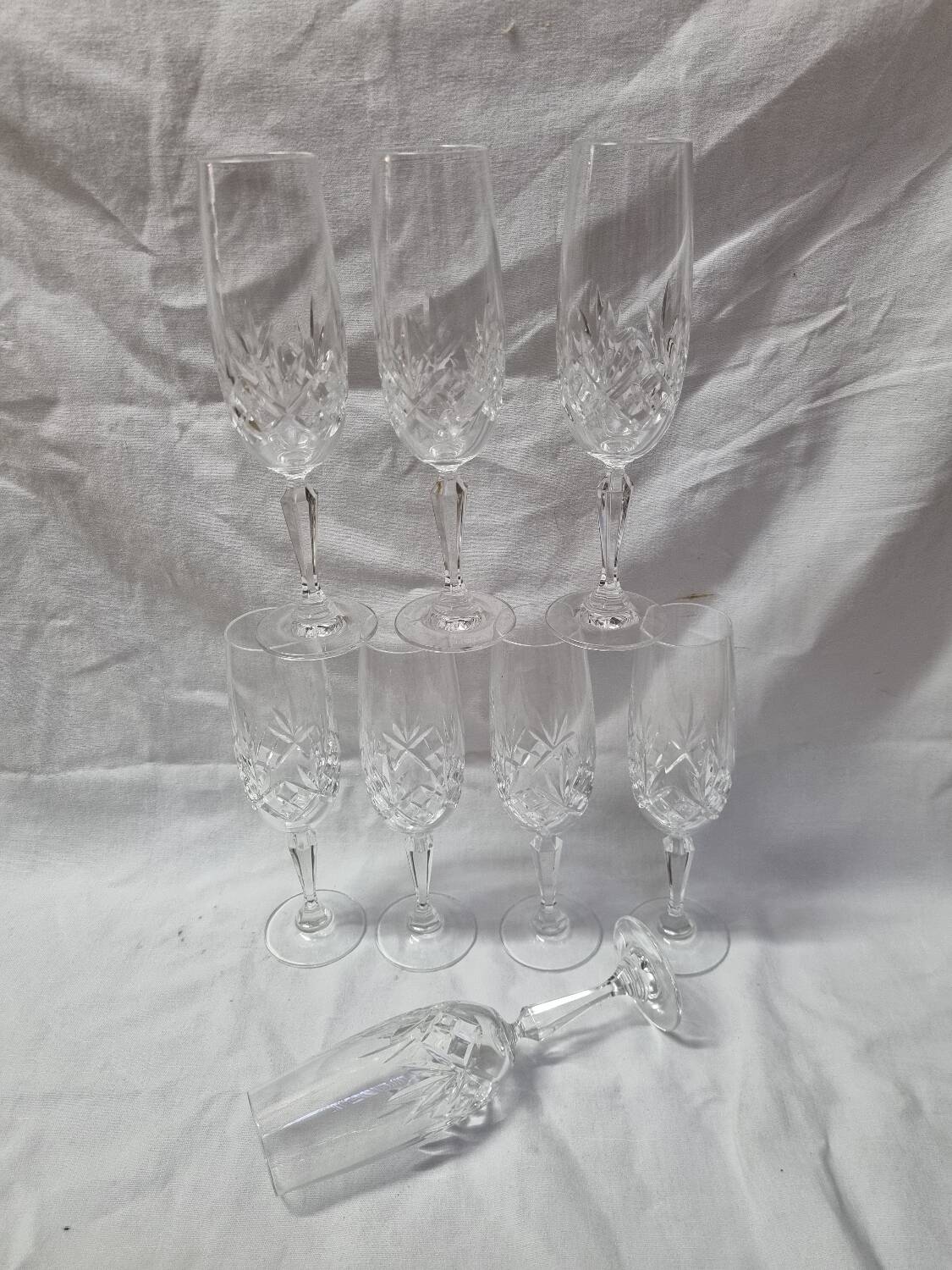 8 Bohemian crystal champagne flutes