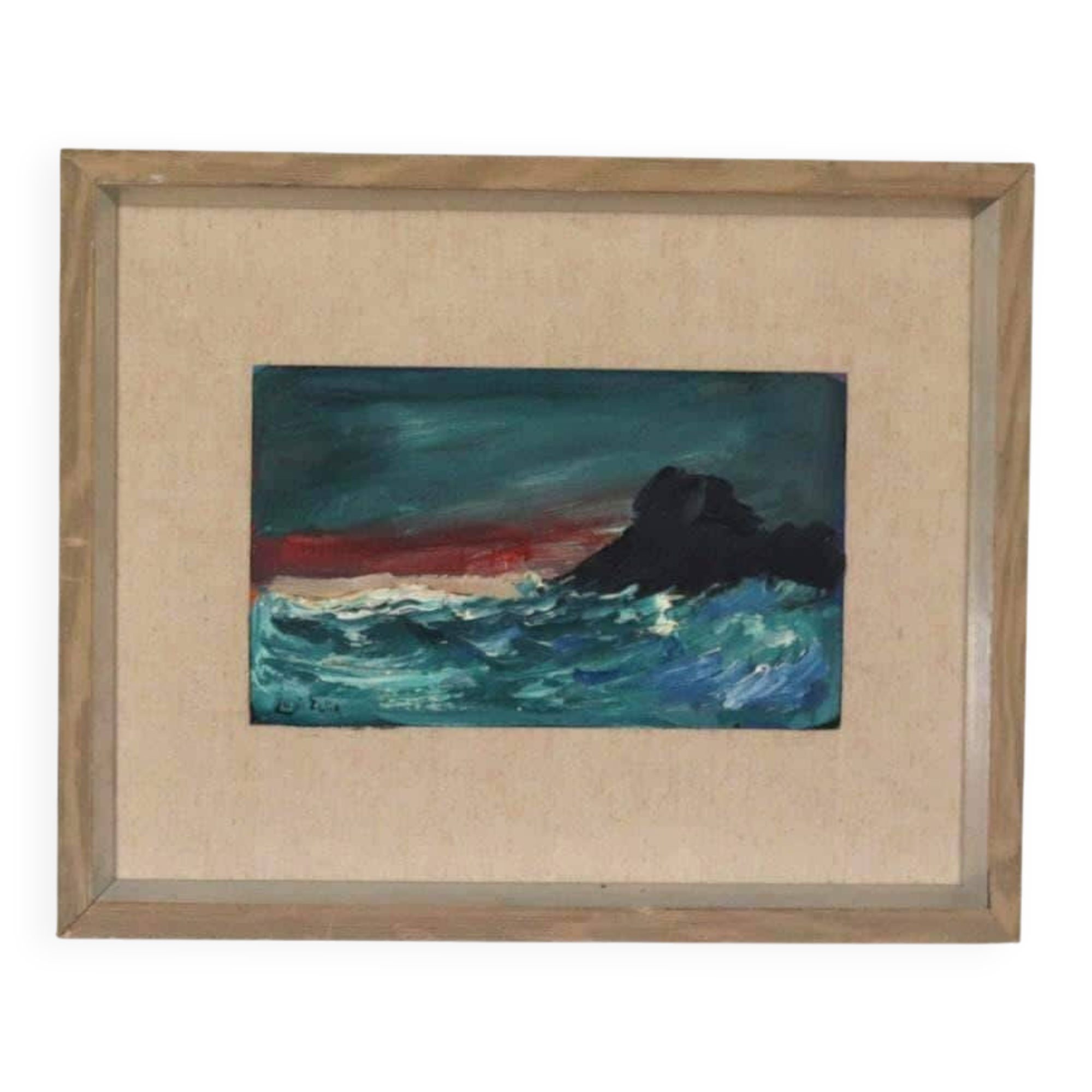 Original Mid Century Swedish Oil on Panel – “Waves” by Louis Zelig – Signed