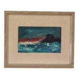 Original Mid Century Swedish Oil on Panel – “Waves” by Louis Zelig – Signed