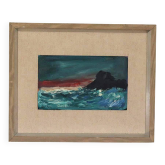 Original Mid Century Swedish Oil on Panel – “Waves” by Louis Zelig – Signed