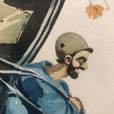 Pair of Iran watercolors signed and dated 47