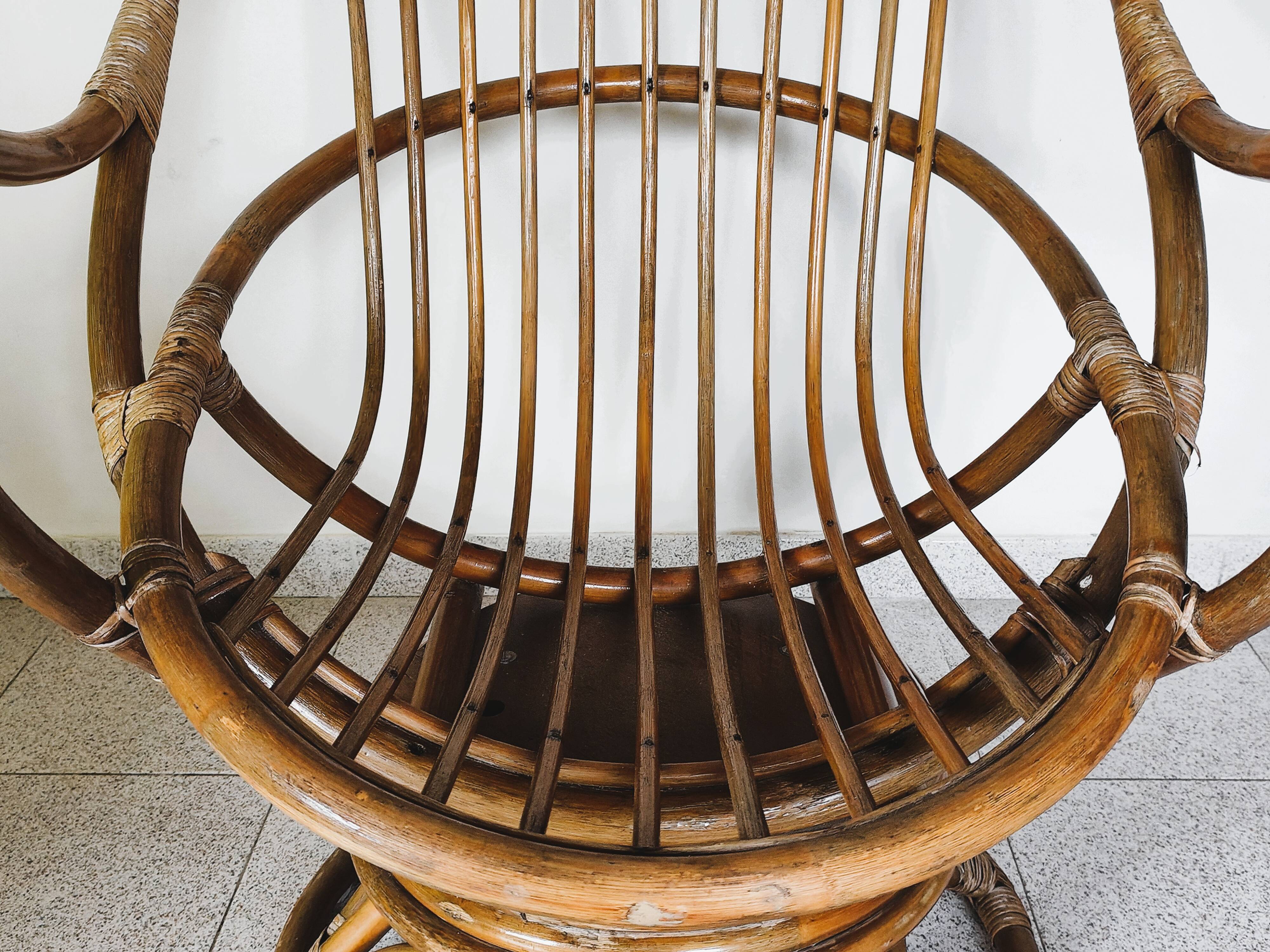 Vintage rattan swivel chair