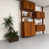 Antique modular shelf in solid French elm from the 60s, vintage