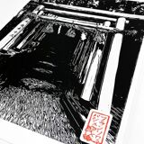 Japanese linocut of a mysterious Torii in Kanazawa: 100% handmade, certified and signed