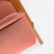 Vintage velvet armchair model Var 1960s fully restored, pink fabric, teak