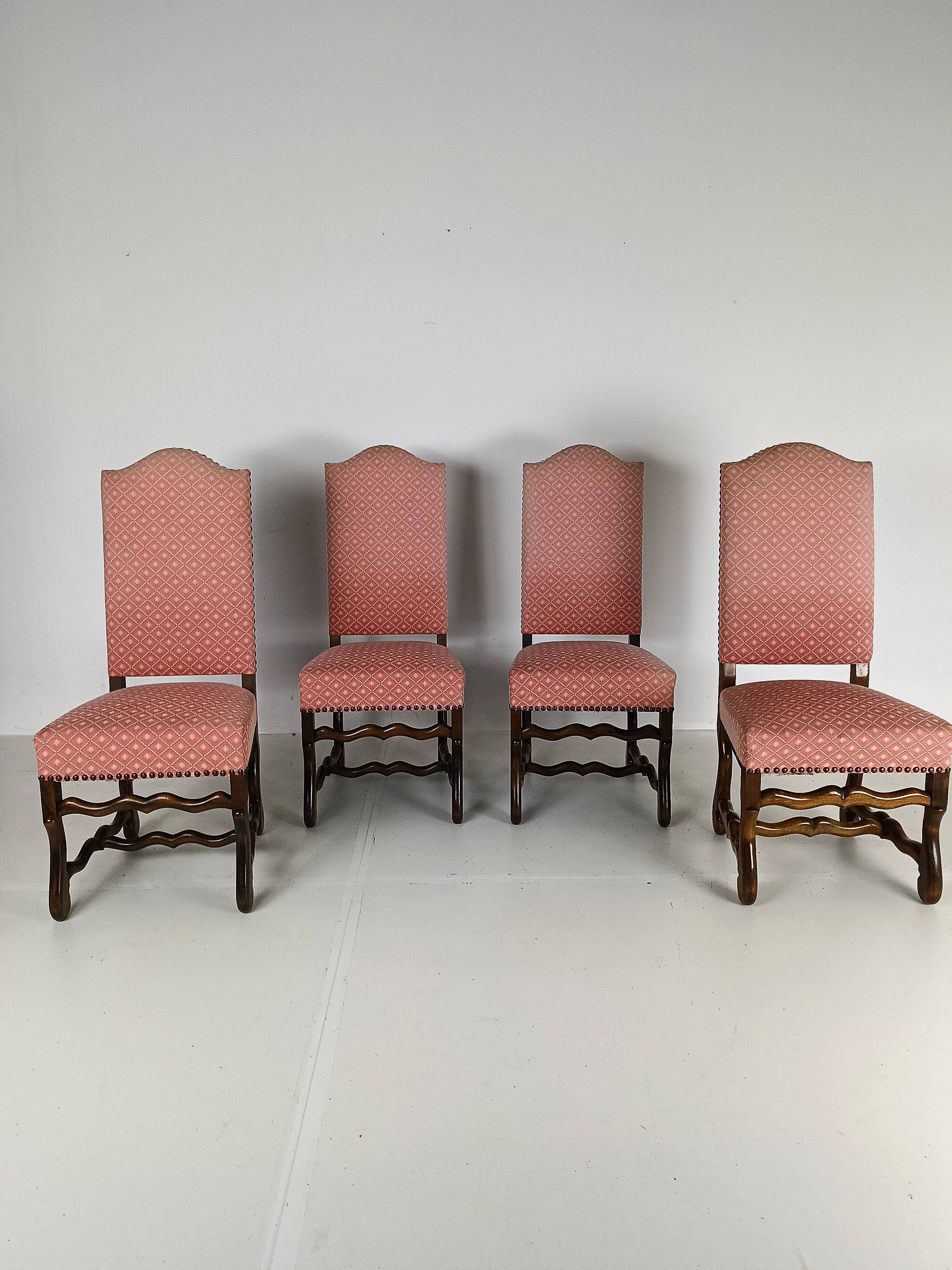 Beech Os De Mouton tapestry chairs (set of 4)