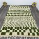 Handmade pure wool rug, green and white, size 140 x 260 cm