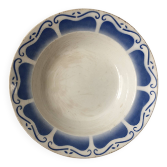 Vintage plat creux en faïence arabesques bleu roi