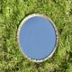 Old large oval wall mirror in silver painted wood - 1950s