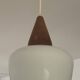 Louis Kalff 60s pendant light in teak and opaline
