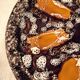 Round plate Vallauris glazed ceramic in brown and orange and Fat Lava A036