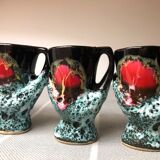 Old coquetiers signed Vallauris Turquoise and Red