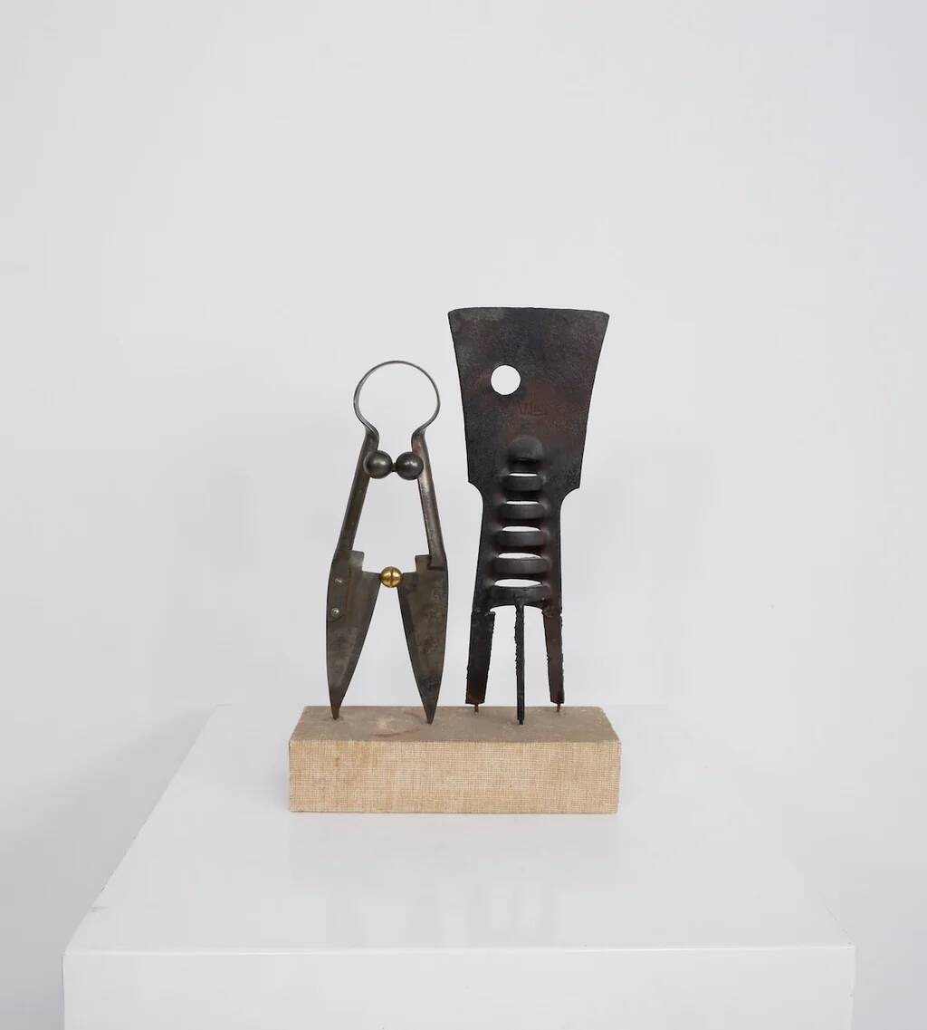 Abstract metal sculpture by unidentified artist, Sweden, 1967