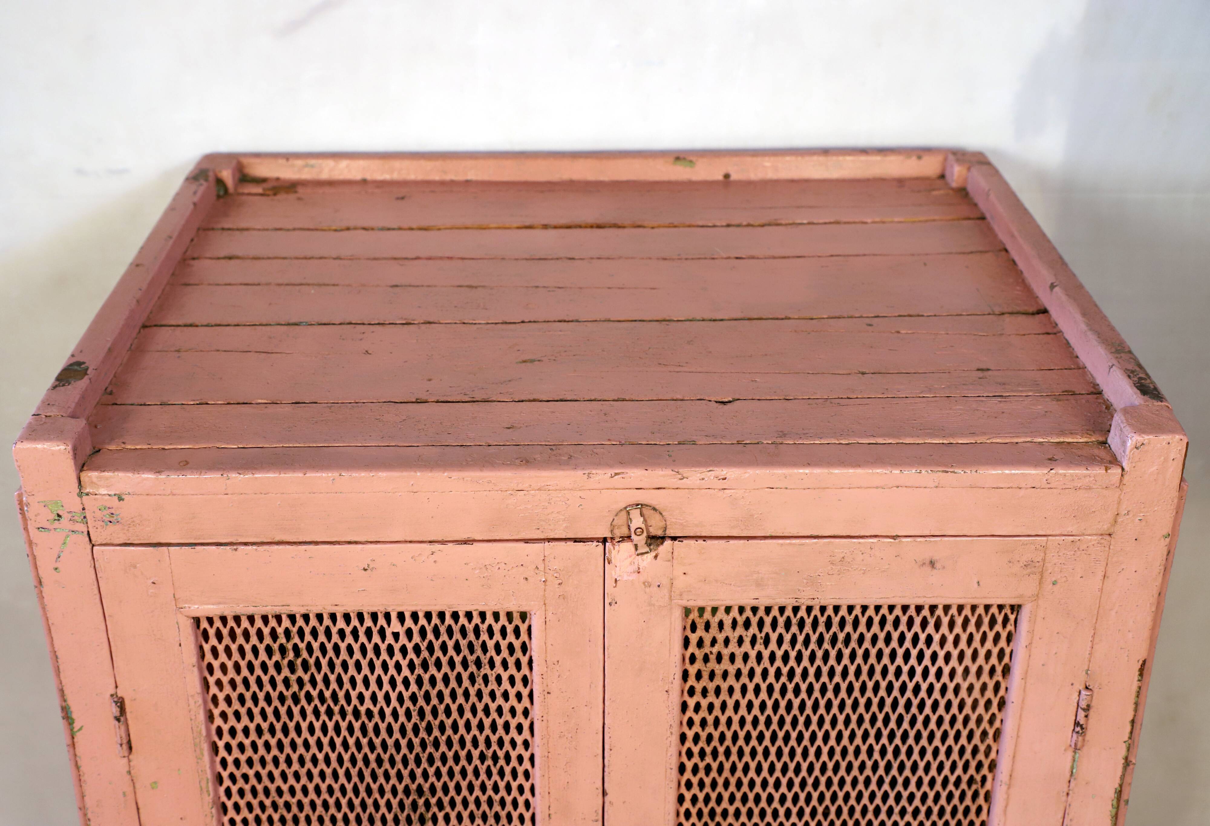 Ancient Burmese teak tribal pantry with original pink patina