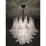 Clear “Selle Seghettate” Murano Glass Candlestick