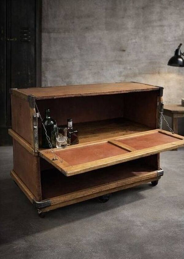 Caisse buffet bar / étagère – Mobilier industriel « Suroy »