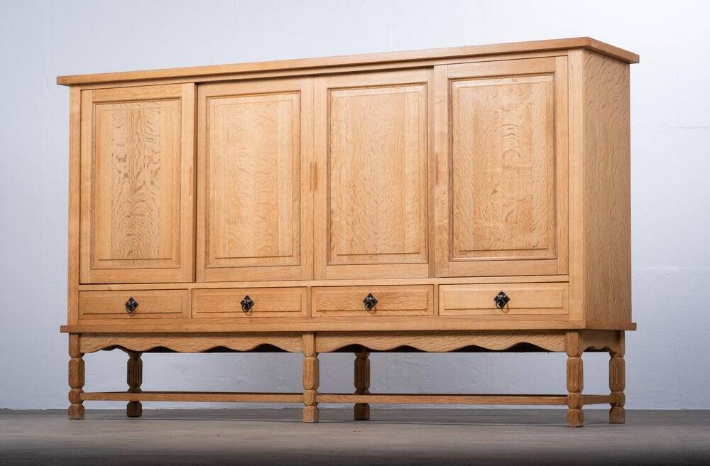 Brutalist Oak Sideboard attributed to Henning Kjærnulf, Denmark, 1960s