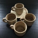 Set of 4 beige stoneware cups