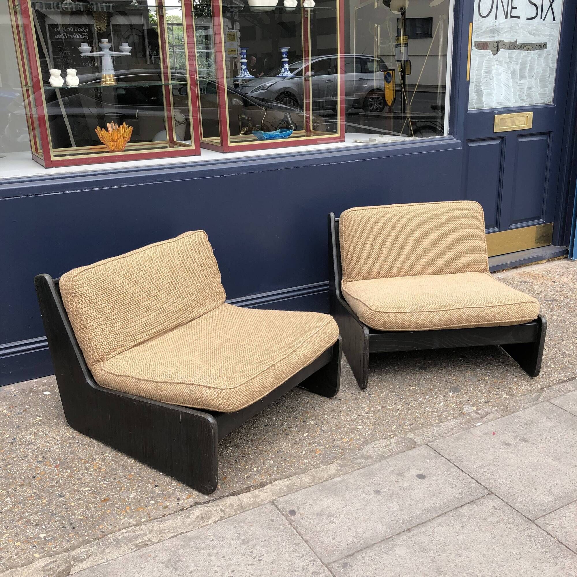 2 carl straub modular lounge armchairs vintage 1970s boucle sofa midcentury 1960s