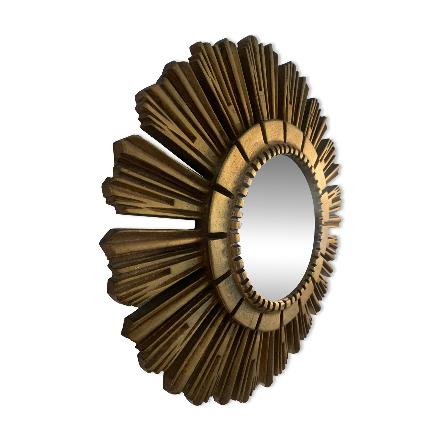 Vintage 1960s witch's eye sun mirror gold Venezia - 40 cm
