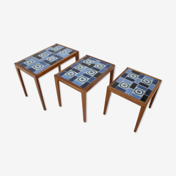 Tables de carreaux de céramique imbriquées des années 1960, Danemark