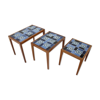 Tables de carreaux de céramique imbriquées des années 1960, Danemark